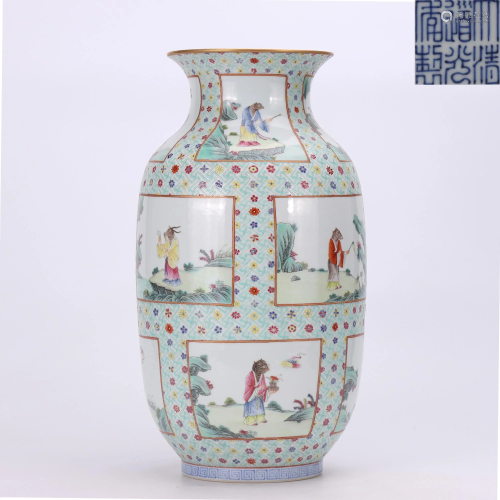 A Famille Rose Twelve Zodiacs Vase Qing Style