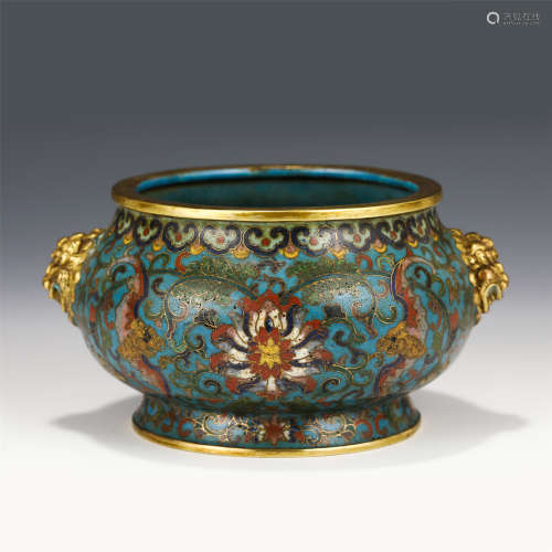 GILT BRONZE CLOISONNE AMPHORA CENSER