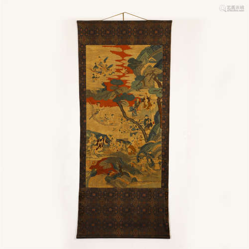 KESI SILK EMBROIDERY FIGURATIVE SCENE