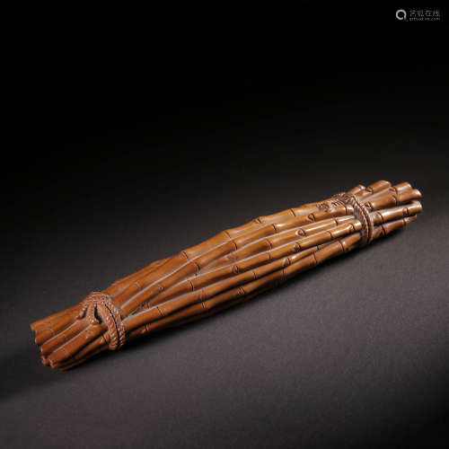A Bamboo Shaped Boxwood Carved Paper Weight