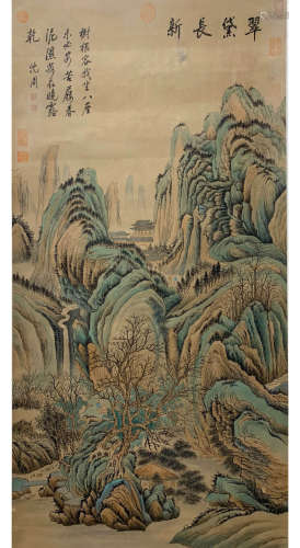 A Chinese Landscape Painting Scroll, Shen Zhou Mark