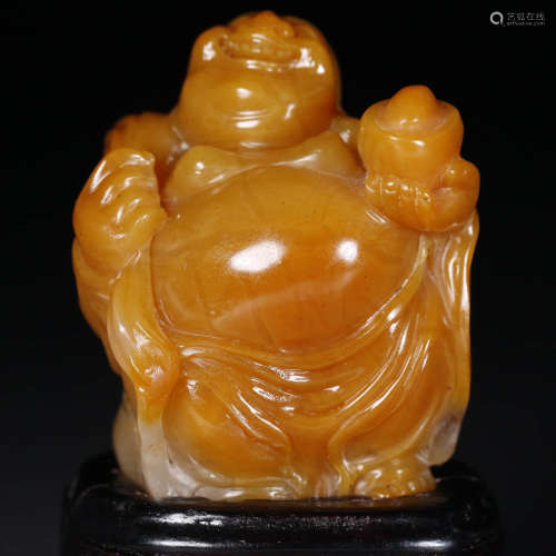A Tianhuang Stone Carved Maitreya Buddha Statue