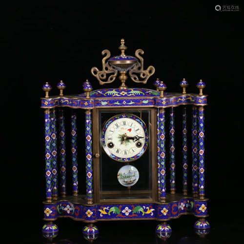 A Copper Cloisonne Mechanical Clock