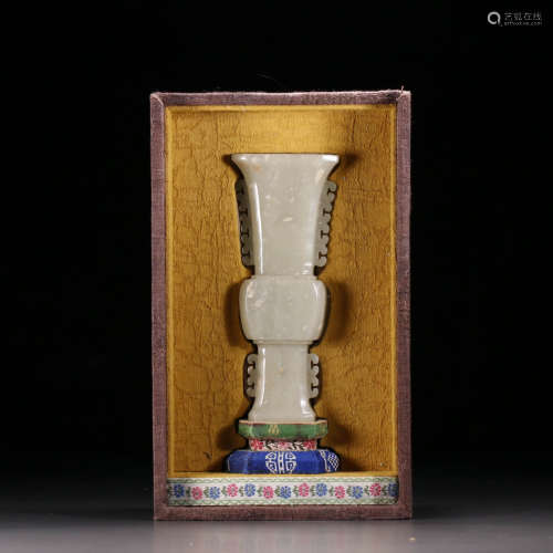 A Hetian Jade Carved Beaker Vase