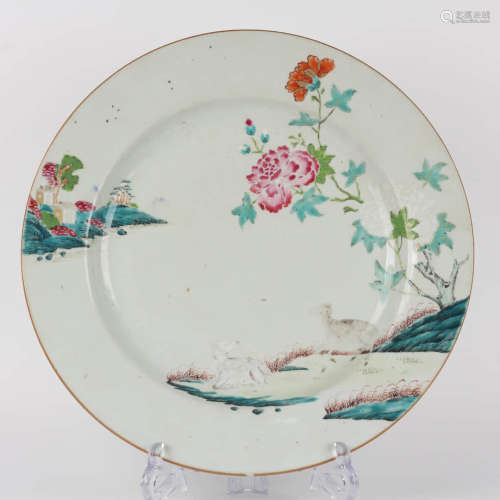 A Famille Rose Floral Porcelain Plate