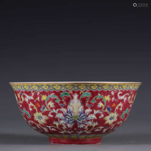 A Famille Rose Floral Porcelain Bowl