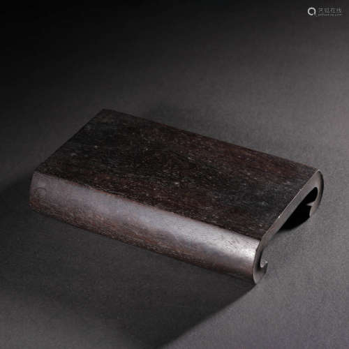 A Lobular Red Sandalwood Book Scroll Shaped Pedestal