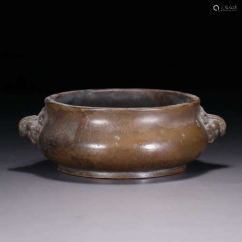 A Double Ears Bronze Incense Burner