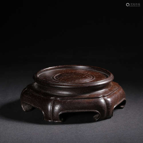 A Round Top&Square Bottom Rosewood Hexagon Pedestal