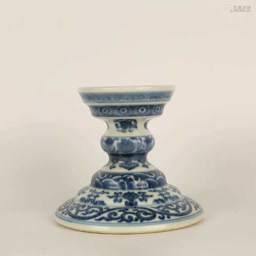 A Blue and White Twining Flowers Pattern Porcelain Candlesti...
