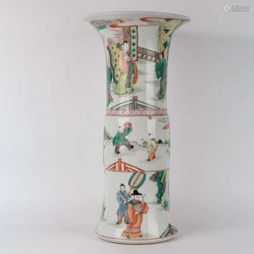 A Gucai Figures Pattern Porcelain Beaker Vase