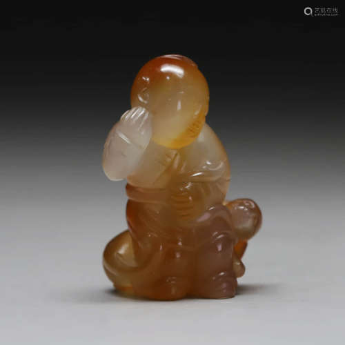 An Agate Carved Boy Ornament