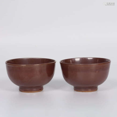 A Pair of Zijin Glaze Porcelain Cups