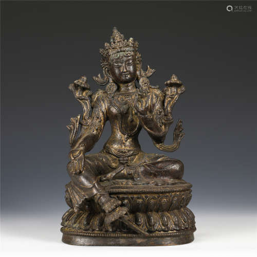 GILT BRONZE LACQUERED FIGURE OF BUDDHA