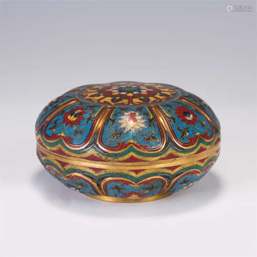 MING CLOISONNE FLOWERS PATTERN HOLDING BOX