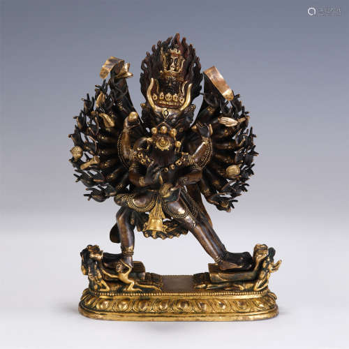 QING GILT BRONZE OF STANDING BUDDHA STATUE