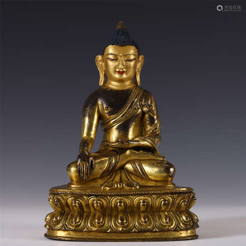 GILT BRONZE OF SEATED BUDDHA STATUE