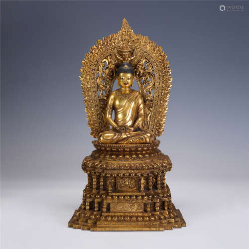 QING GILT BRONZE FIGURE OF BUDDHA STATUE