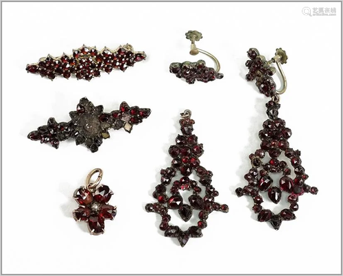 A Collection of Garnet Jewelry.