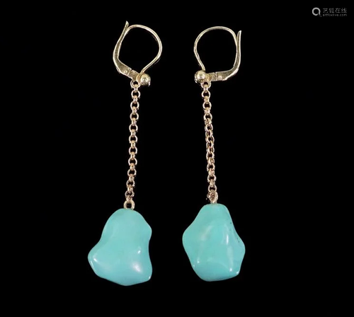 A Pair of Turquoise Earrings.