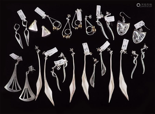 13 Pairs of Sterling Silver Earrings.