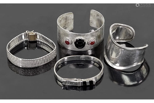 Four Sterling Silver Bracelets.