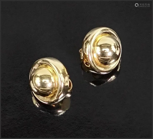 A Pair of 14 Karat Yellow Gold Earrings.