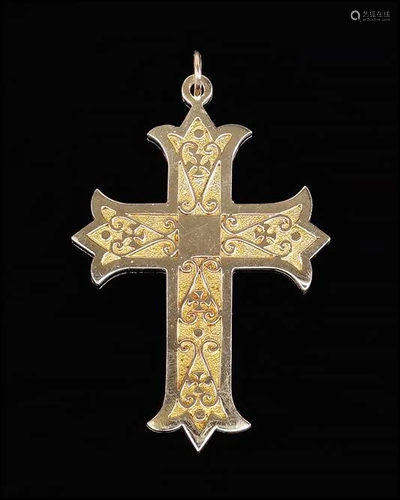 A 14 Karat Yellow Gold Cross Pendant.