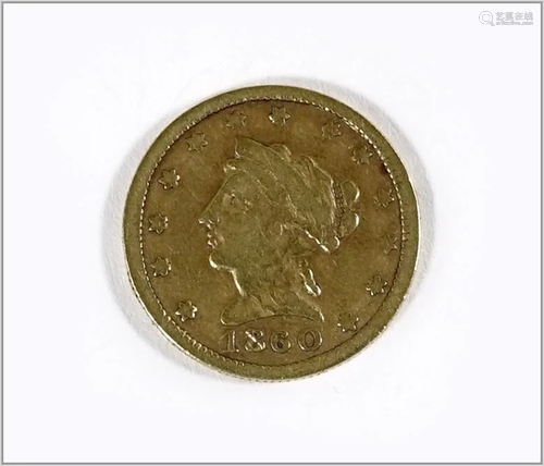 1860 Liberty Head $2.50 Gold Coin.