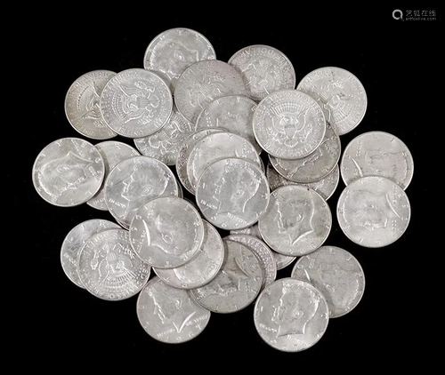 Ten Silver Kennedy Half Dollars.