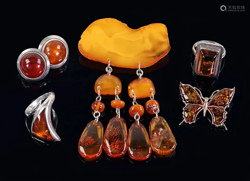 A Collection of Amber Jewelry.