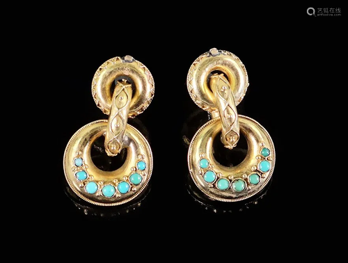 A Pair of Turquoise Earrings.