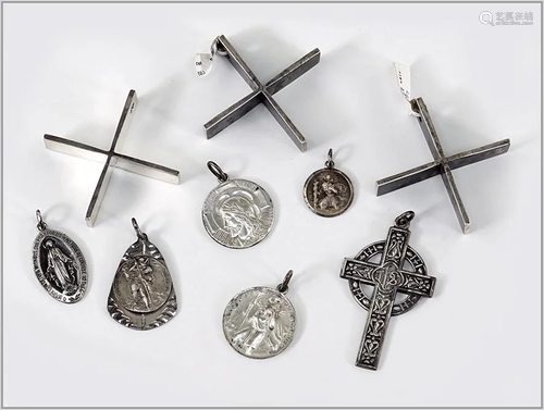 Three GIFA Sterling Silver Cross Pendants.