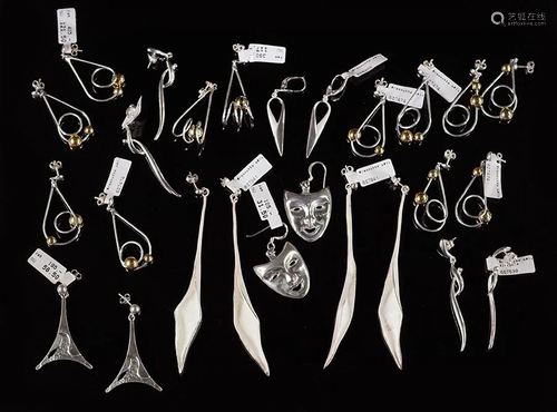 13 Pairs of Sterling Silver Earrings.