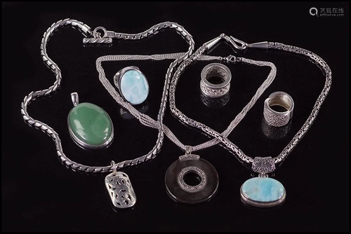 A Collection of Sterling Silver Jewelry.