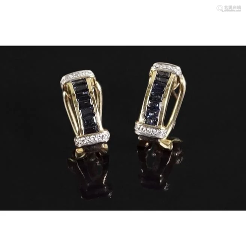 A Pair of Levian Sapphire & Diamond Earrings.