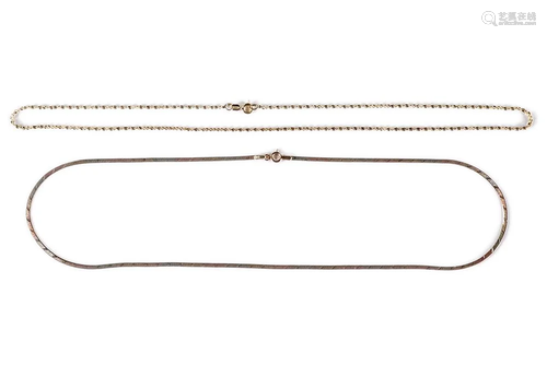 Two 14 Karat Gold Necklaces.