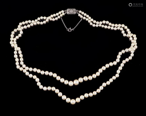 A Double Strand Cultured Pearl Neclace.