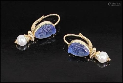 A Pair of Pearl & Glass Earrings.