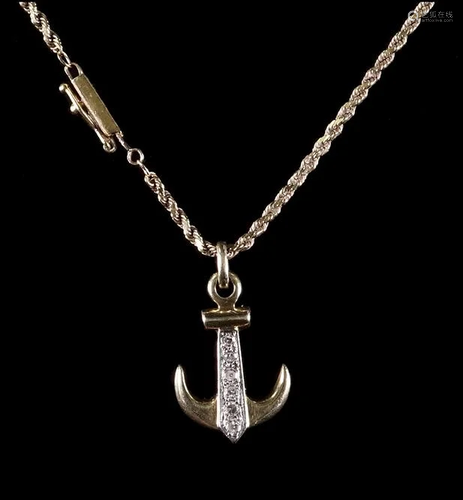 A Diamond Anchor Pendant.