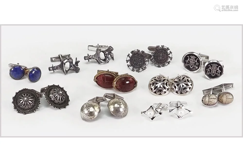 Ten Pairs of Sterling Silver Cufflinks.