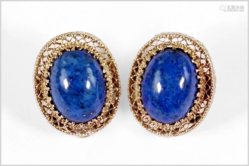 A Pair of Lapis Earclips.