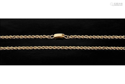 A 14 Karat Yellow Gold Rope Necklace.