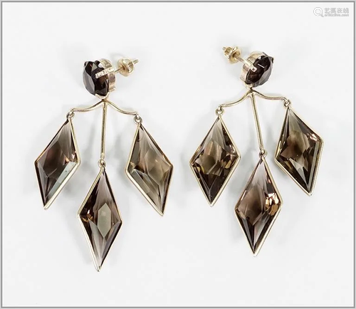 A Pair of Smoky Quartz Earrings.