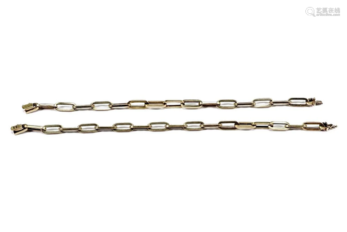 Two 14 Karat Yellow Gold Link Bracelets.