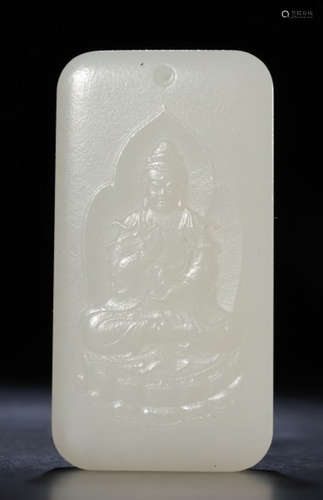 HETIAN JADE GUANYIN PATTERN TABLET