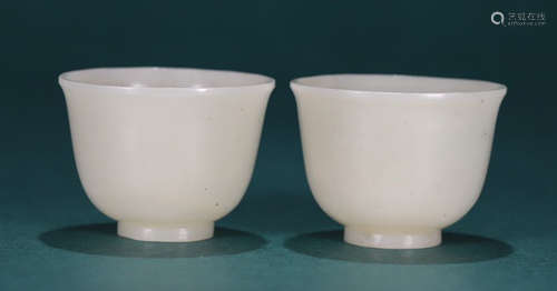 PAIR OF HETIAN JADE CUPS