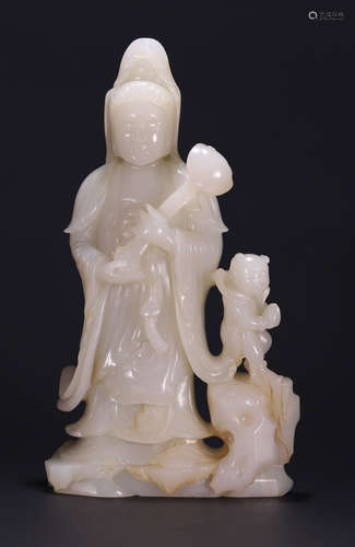 HETIAN JADE GUANYIN BUDDHA STATUE