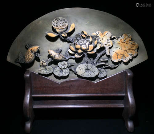 DUAN STONE LOTUS PATTERN TABLE SCREEN