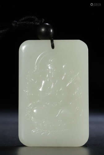 HETIAN JADE GUANYIN PATTERN TABLET